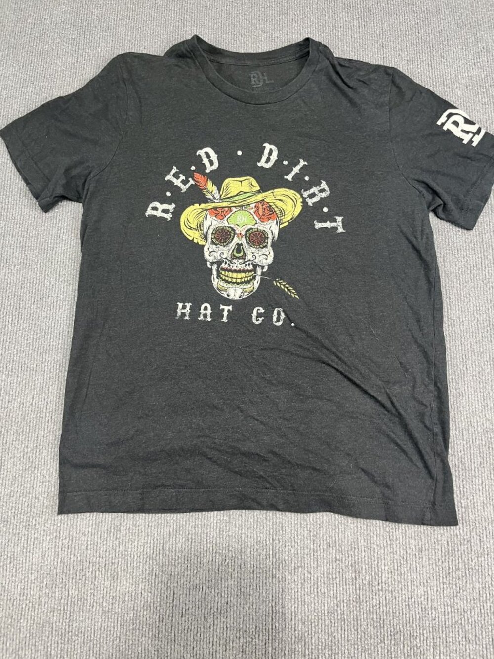 Red Dirt Hat Co Graphic T-Shirt Black Womens Size L Crew Neck Short Sleeve